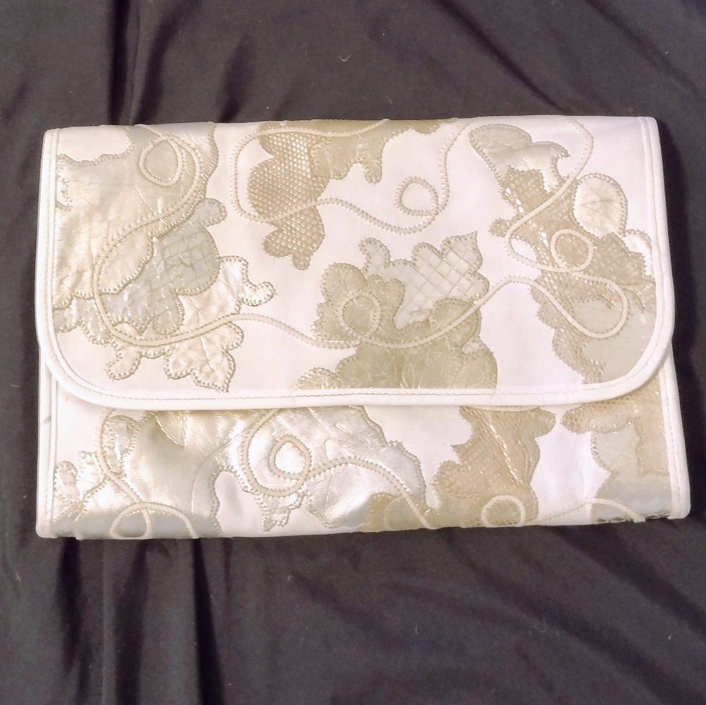 Vintage leather & reptile crossbody bag